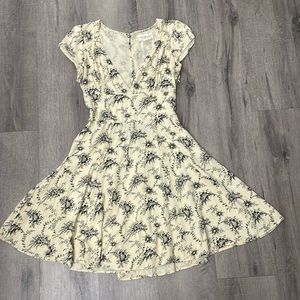 Denim & Supply Ralph Lauren Creme Black Floral Fit Flare Dress 6 Back Cut Out